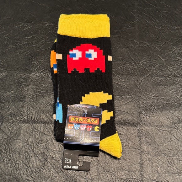Pac-Man Black and Yellow Crew Socks, NEW - Picture 2 of 4